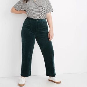 Madewell Slim Emmett Wide-Leg Crop Corduroy Pants Dark Green Size 31